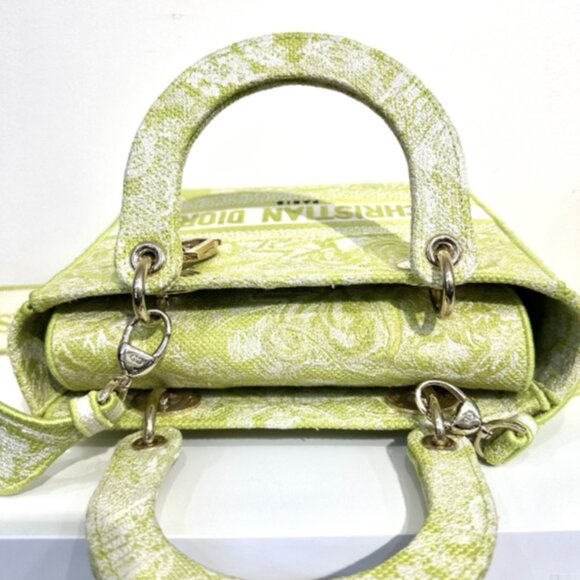 CHRISTIAN DIOR LADY D-LITE TOILE DE JOUY REVERSE EMBROIDARY 2WAY BAG - Green - Picture 4 of 8